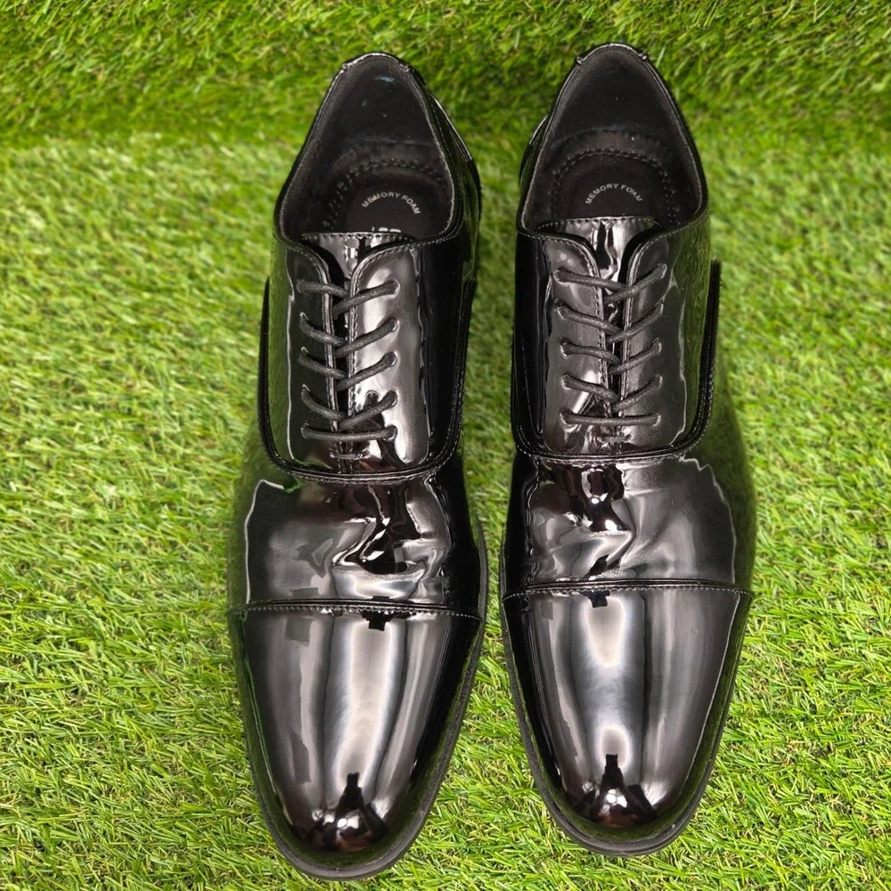 Stacy Adams Gala Cap Toe Oxford Patent Dress Shoes Black Men's SIZE 9